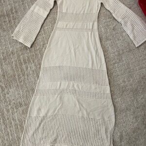 NWT Cream Crochet Knit Maxi Dress